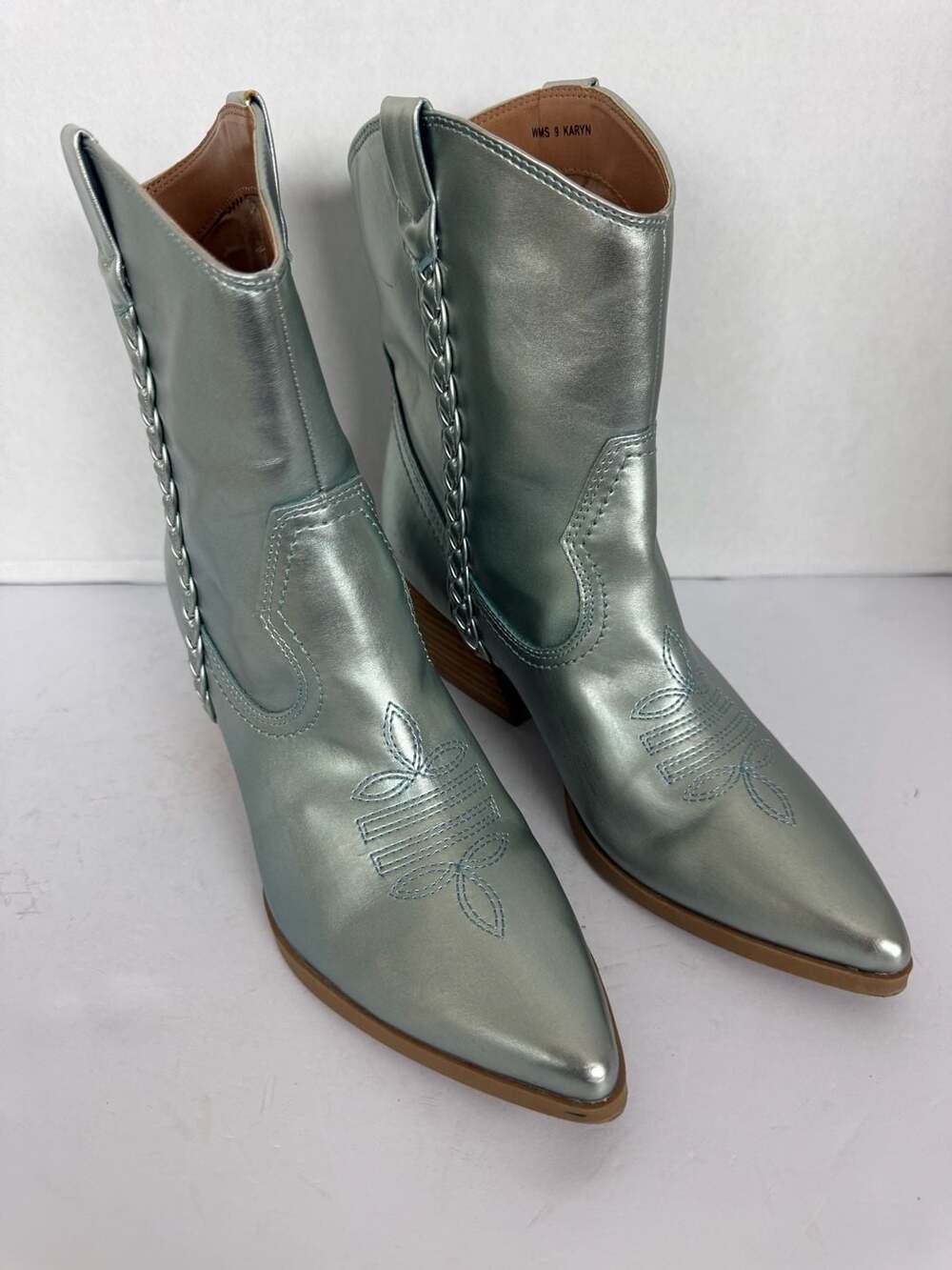 Dolce Vita Karyn Metallic Blue Western Cowboy Boots